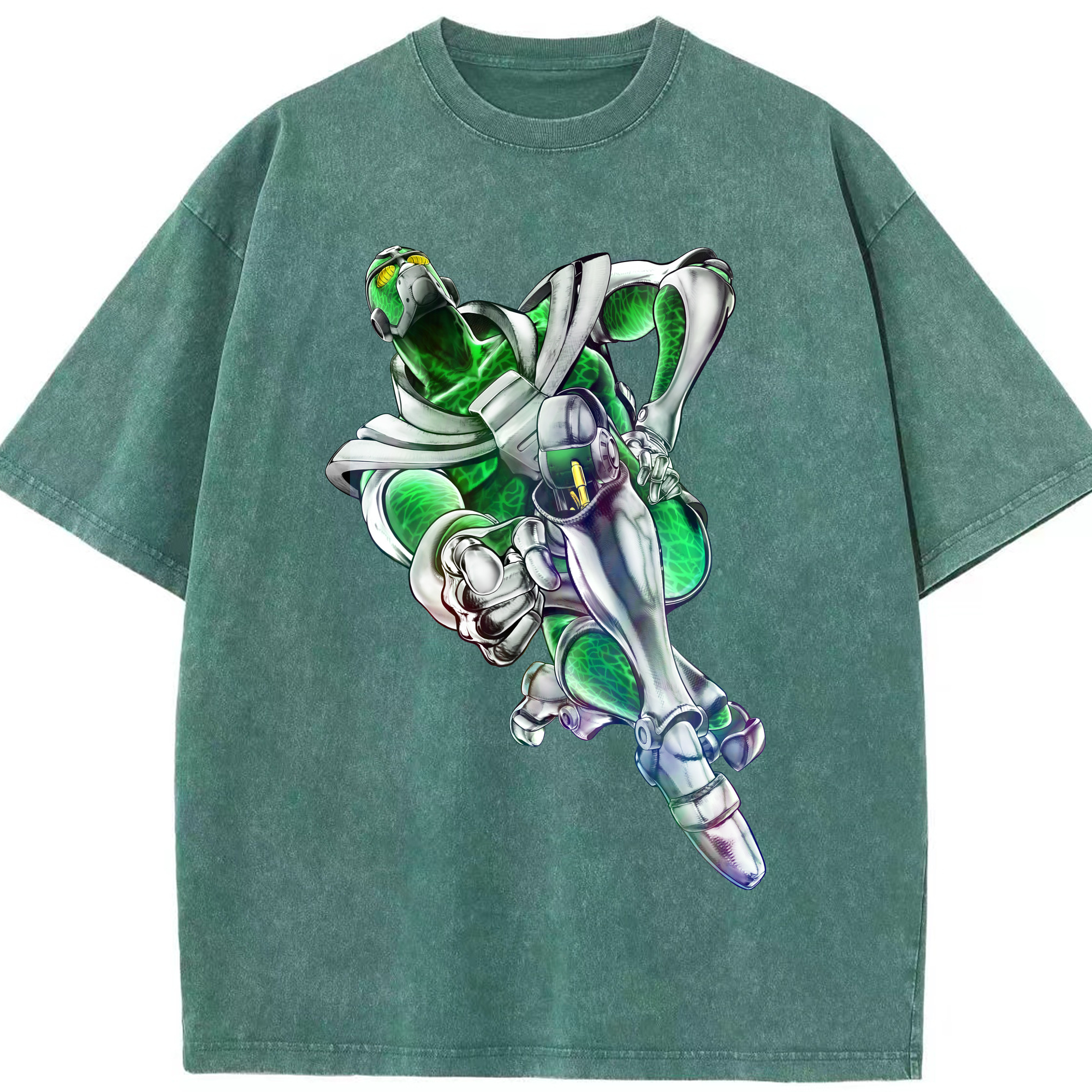 （画像用） ジョジョの奇妙な冒険 花京院 典明（かきょういん のりあき） JoJo's Bizarre Adventure Kakyoin Noriaki 綿100% ヴィンテージ風 半袖Tシャツ（フロントプリント）
